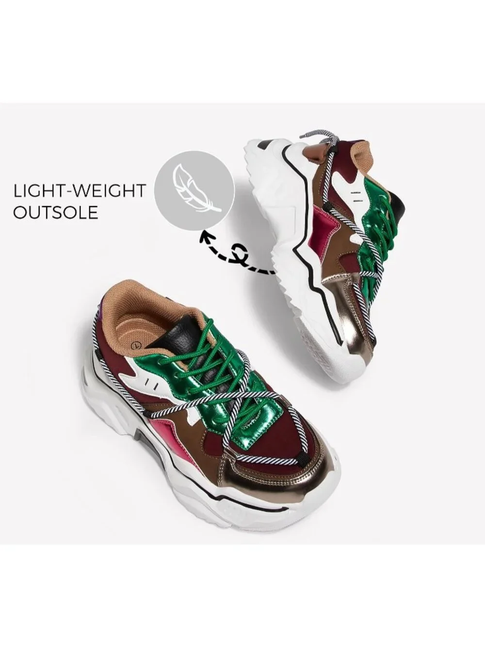 Women's Brown/Multi Colorful Stylish Platform Fashion Chunky Walking Sneaker_5